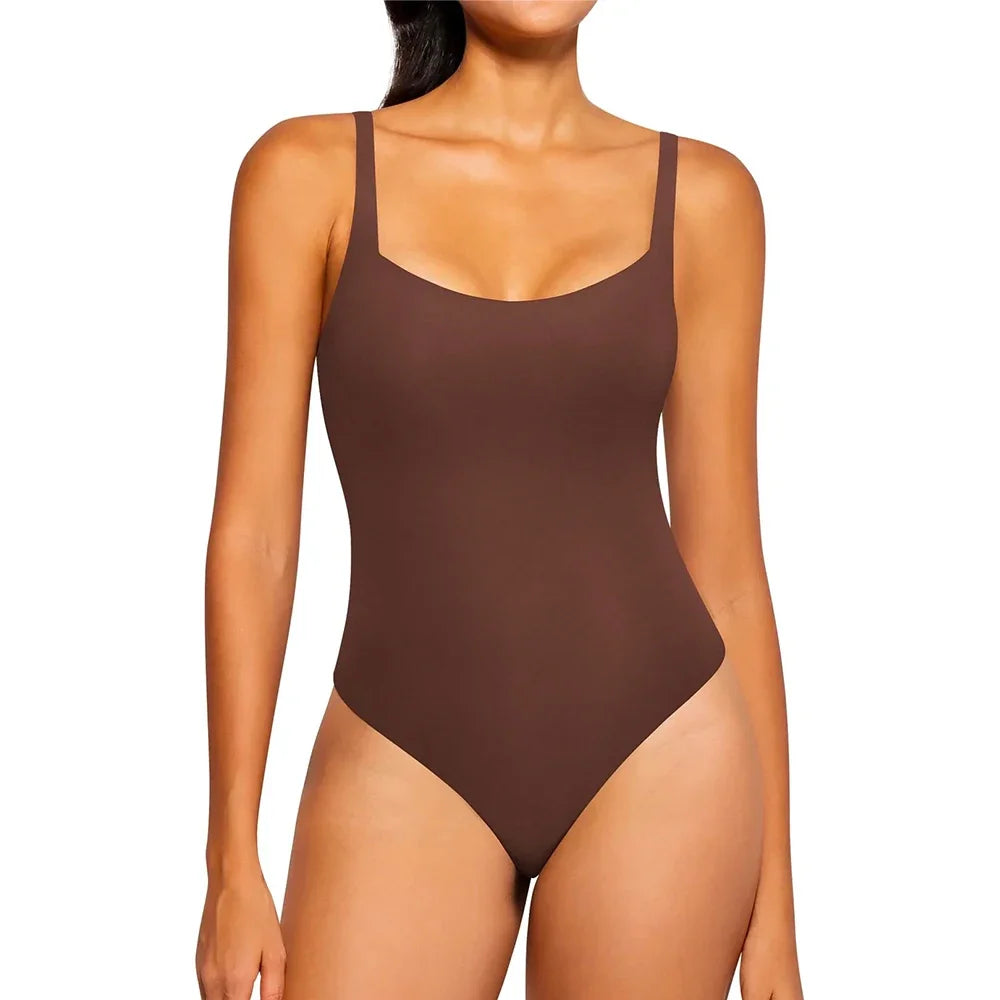 Schwarzer Shapewear-Body für Damen – Ärmelloses Tanktop mit eckigem Ausschnitt und figurformender Wirkung