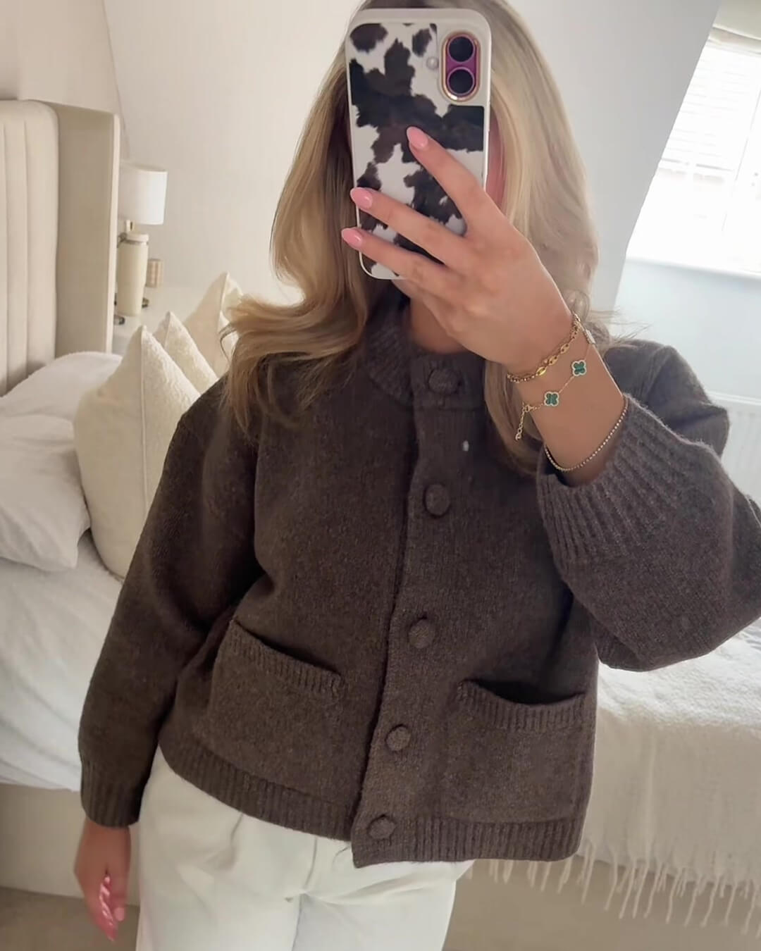 Damenpullover – Locker geschnittener Herbstpullover mit Taschen, Rundhalsausschnitt, Langarm