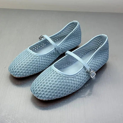 Schwarze Ballerinas für Damen – Stilvolle, atmungsaktive Mesh-Ballerina-Pumps