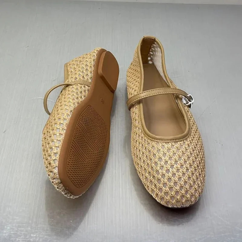 Schwarze Ballerinas für Damen – Stilvolle, atmungsaktive Mesh-Ballerina-Pumps