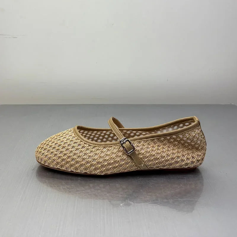 Schwarze Ballerinas für Damen – Stilvolle, atmungsaktive Mesh-Ballerina-Pumps
