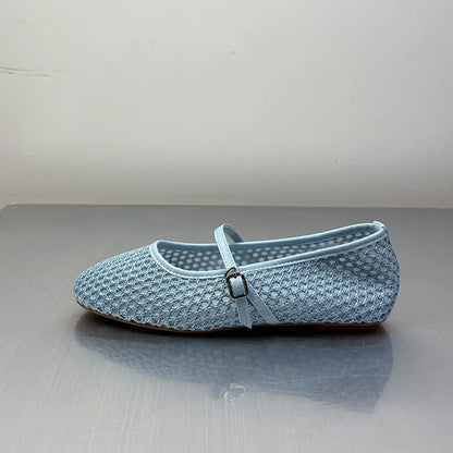 Schwarze Ballerinas für Damen – Stilvolle, atmungsaktive Mesh-Ballerina-Pumps