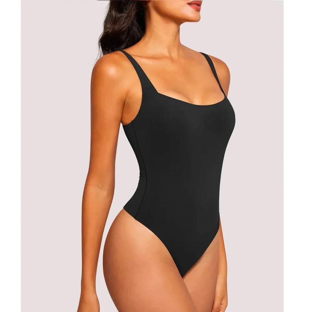 Schwarzer Shapewear-Body für Damen – Ärmelloses Tanktop mit eckigem Ausschnitt und figurformender Wirkung