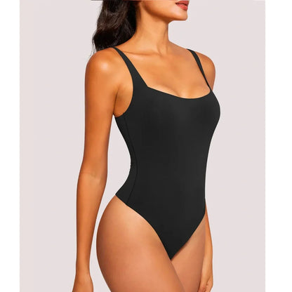 Schwarzer Shapewear-Body für Damen – Ärmelloses Tanktop mit eckigem Ausschnitt und figurformender Wirkung