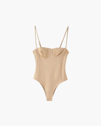 Damen Satin-Body mit Spaghettiträgern – Sexy Rückenfreier Bodysuit für Freizeit & Dessous
