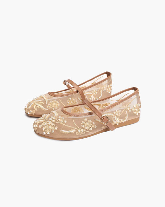 Elegante Perlen Mary Jane Ballerinas für Damen – Leichte Sommer Ballerinas