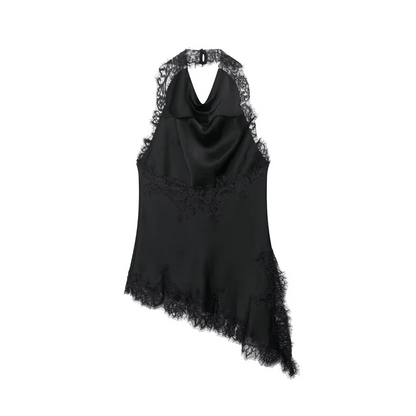 SEAME - Anne Backless Lace Top Black L