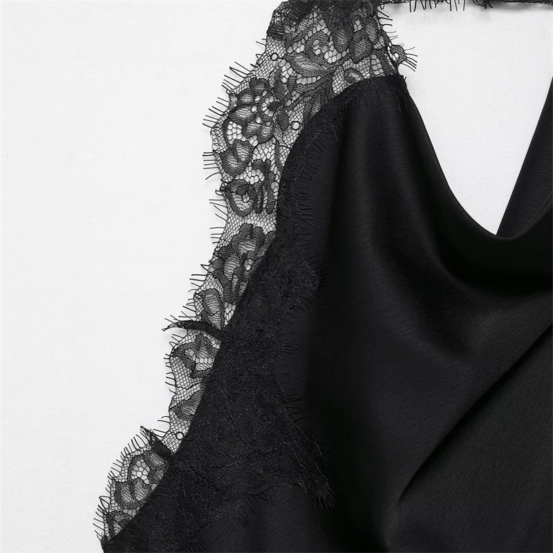 SEAME - Anne Backless Lace Top Black L