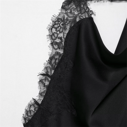 SEAME - Anne Backless Lace Top Black L