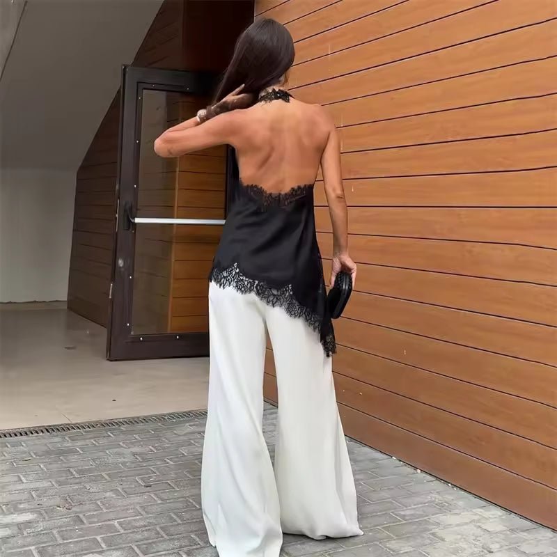 SEAME - Anne Backless Lace Top Black M