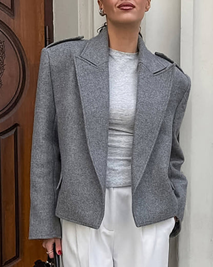 SEAME - Claude Blazer with Shoulder Pads Grey S