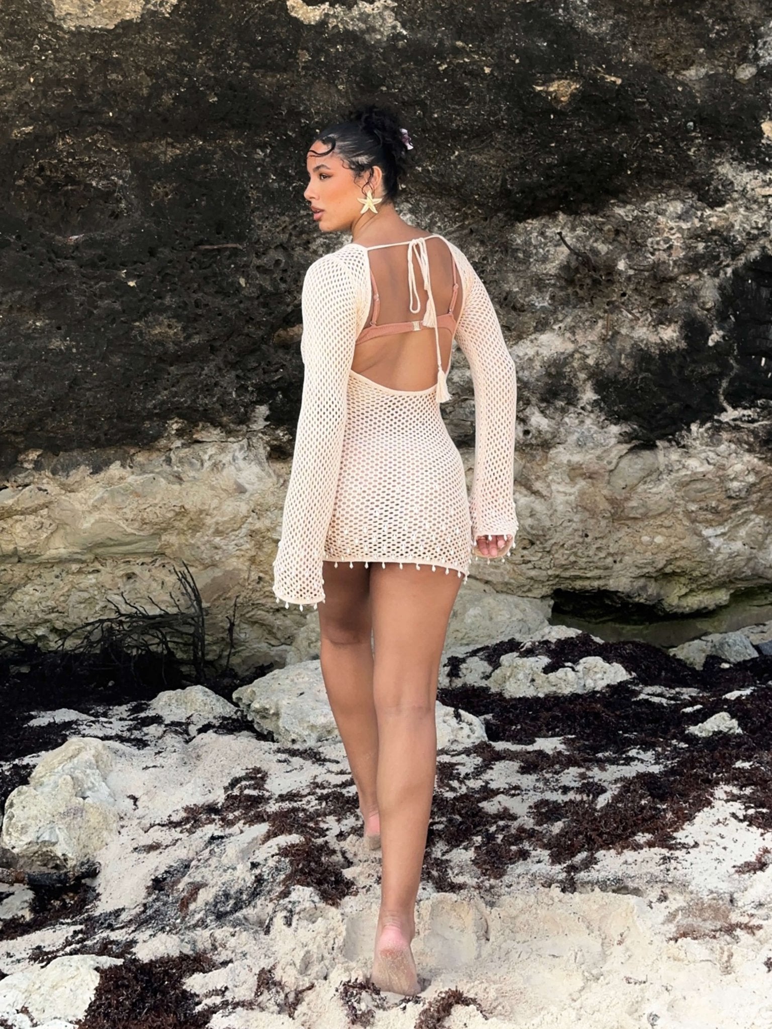 Seame - Darlene Mini Pearl Dress Creme S