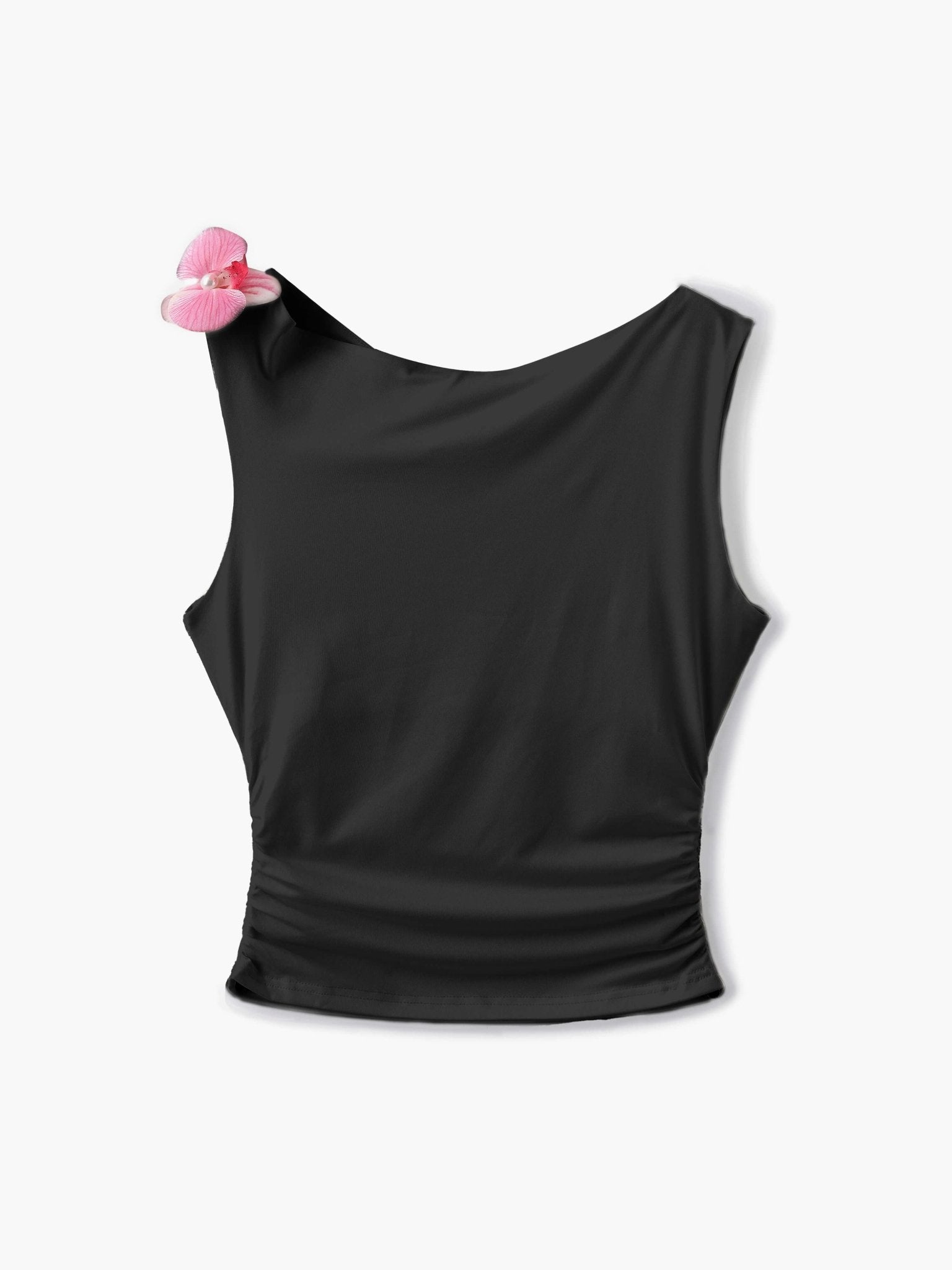 SEAME - Georgia Top with flower detail Black S