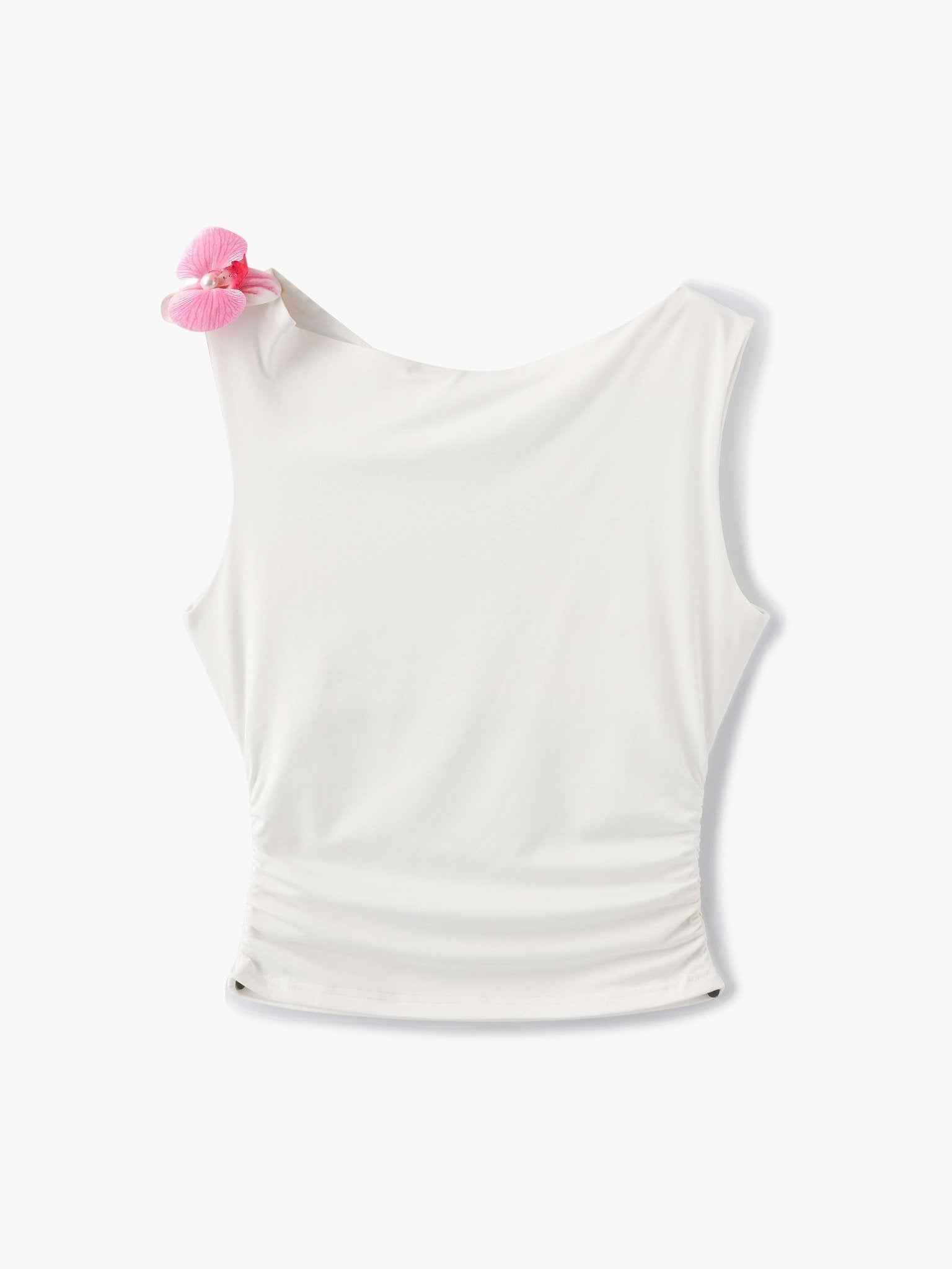 SEAME - Georgia Top with flower detail White S