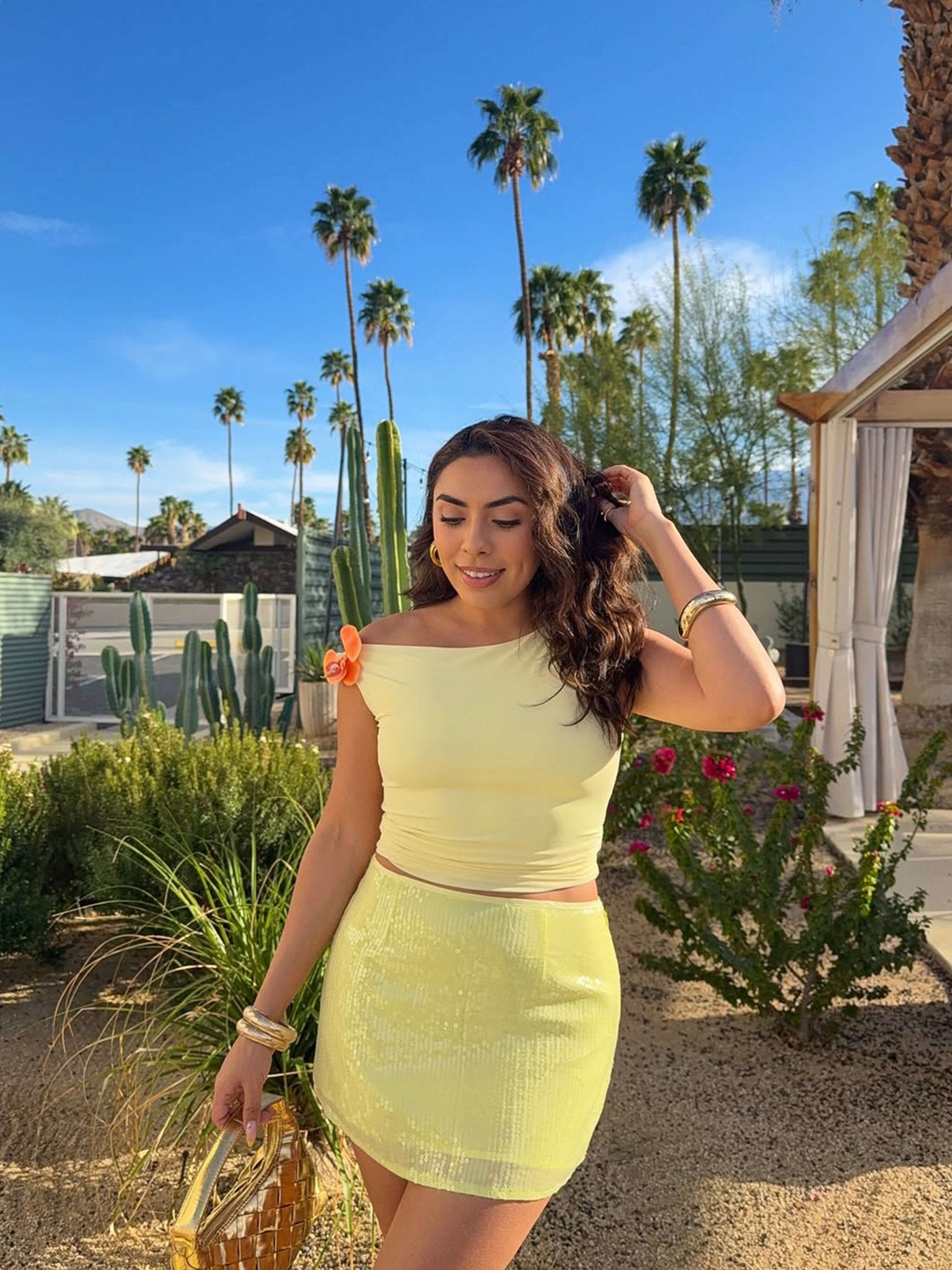 Seame - Georgia Top with flower detail Yellow S