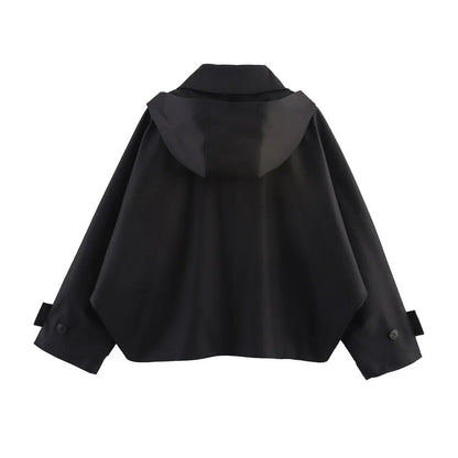 SEAME - Hailey Hooded Windbreaker Jacket Black XS