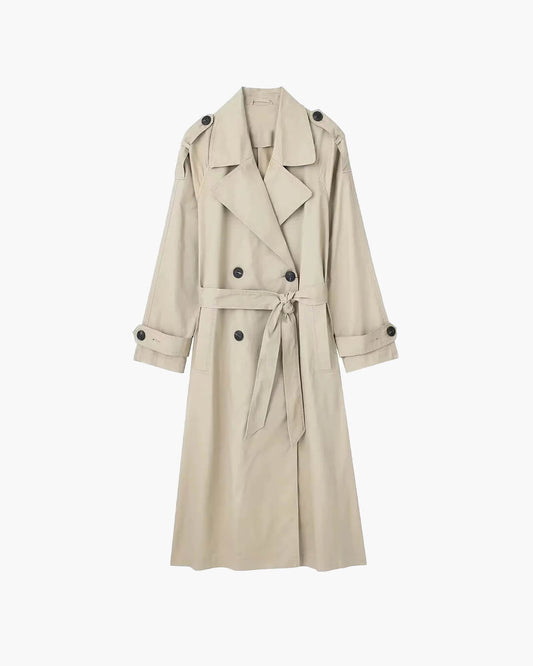 SEAME - Marielle Trench Coat Women, Classic Double - Breasted Design with Belt Creme XS