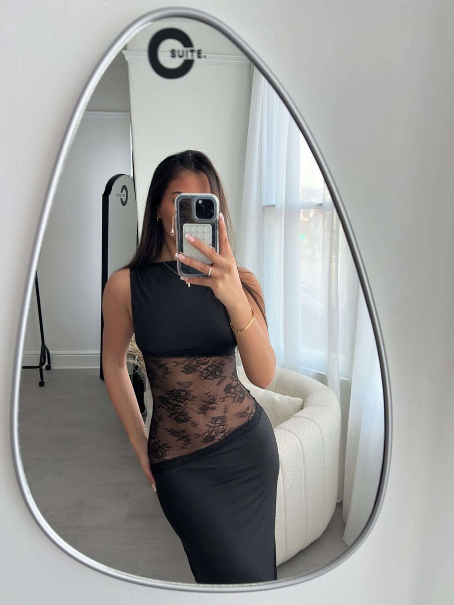 Seame - Nieve Maxi Dress with lace details Black S
