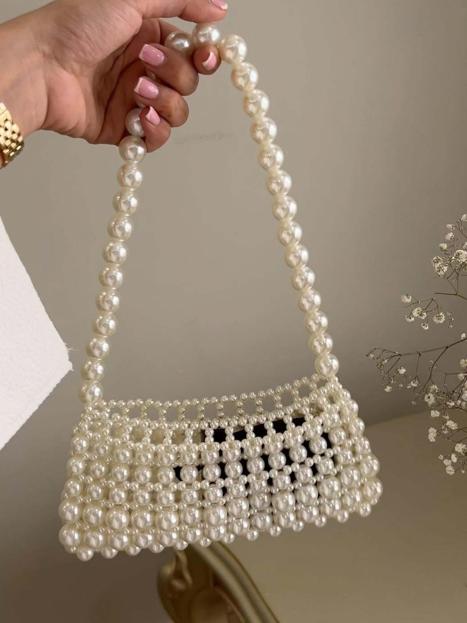 Seame - Roxanne Pearl Bag White Regular