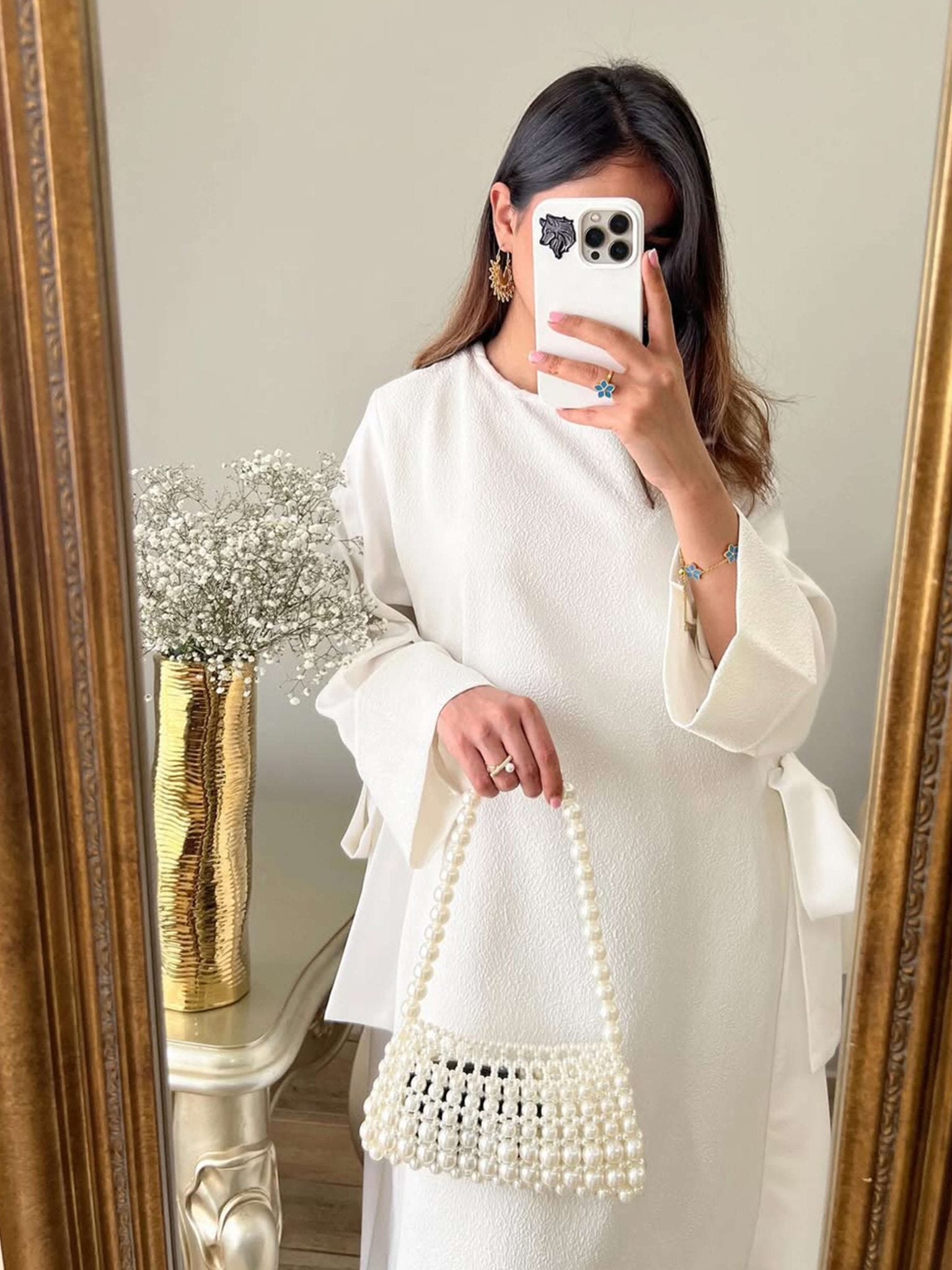 Seame - Roxanne Pearl Bag White Regular