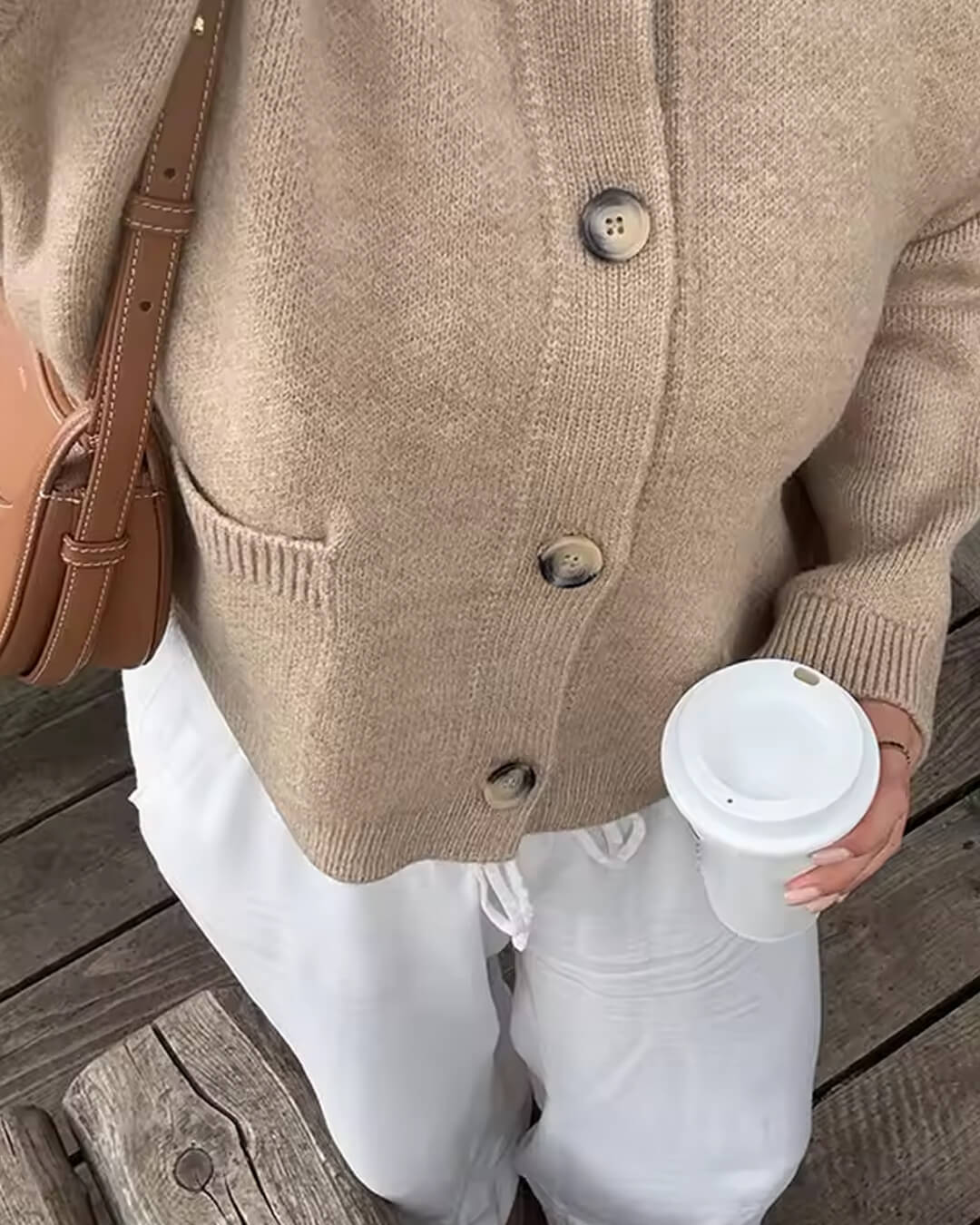 SEAME - Thea Knitted Cardigan Beige M