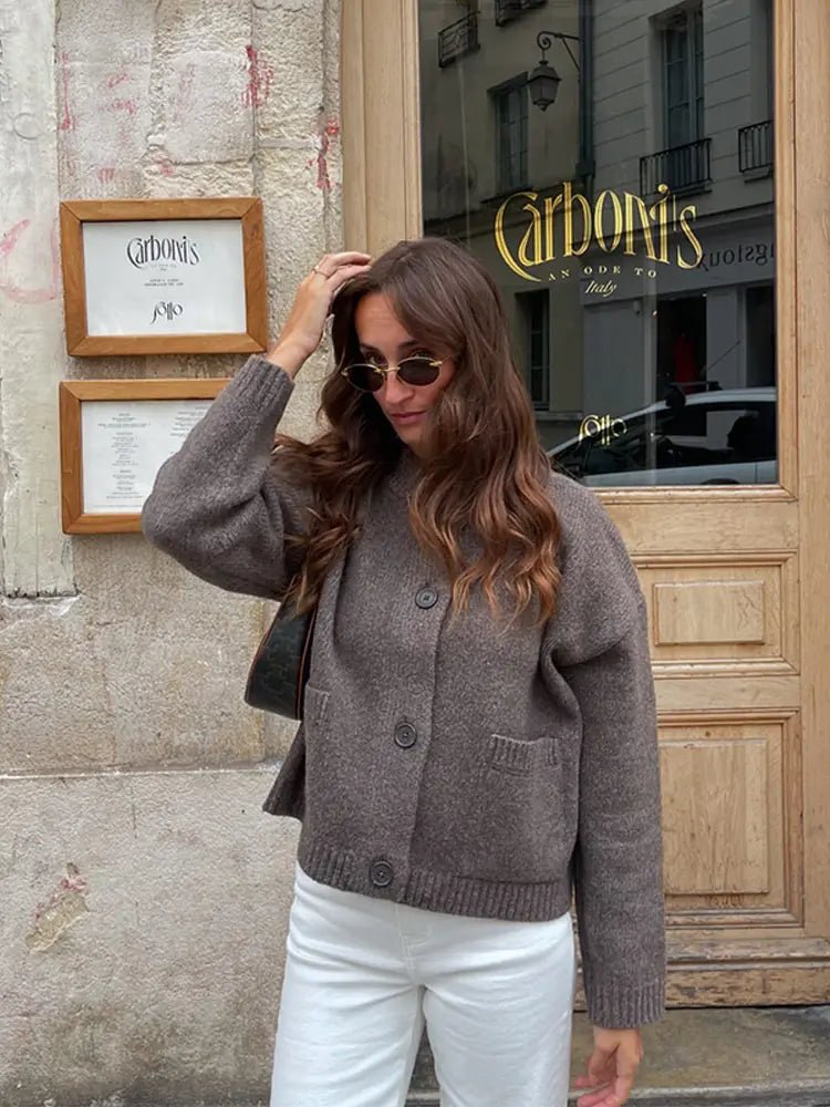 SEAME - Thea Knitted Cardigan Gray L